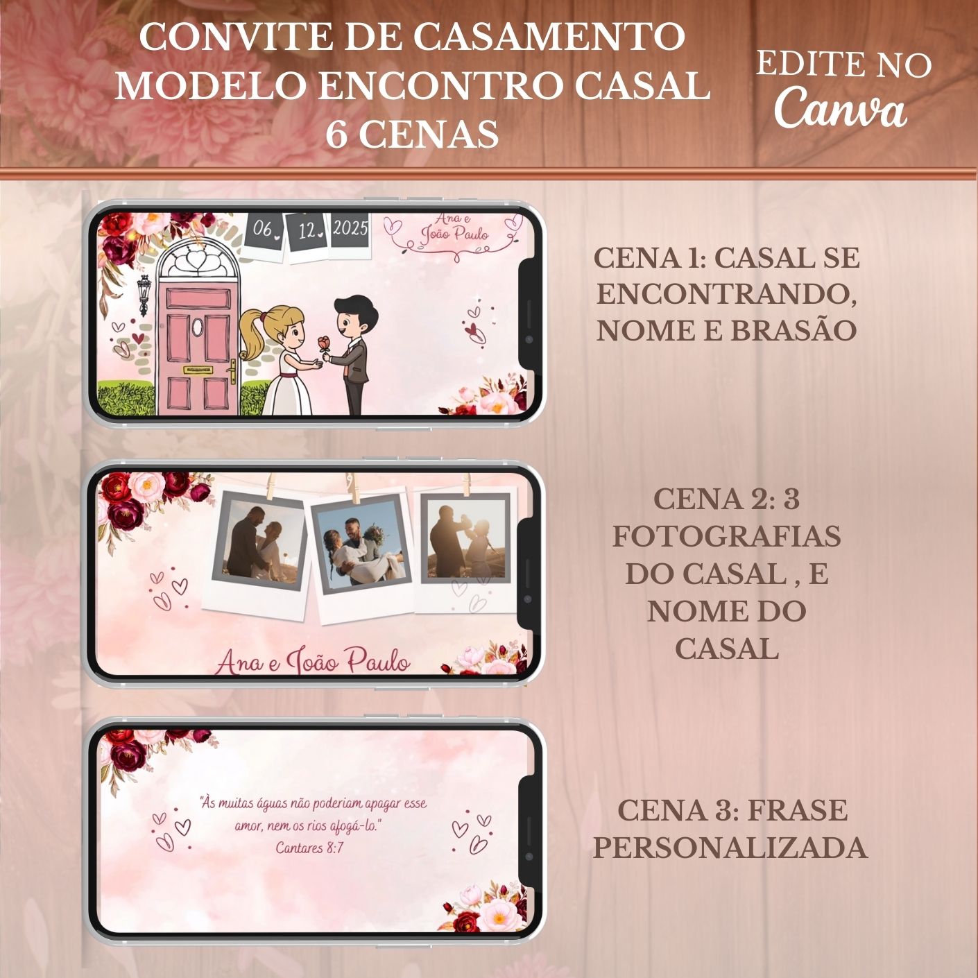 Convite Casamento Vídeo (PARA VOCÊ EDITAR) - EDITE NO CANVA: Modelo Encontro Casal